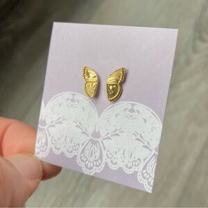 Butterfly Wing Gold Stud Earrings Modern Jewelry Gift